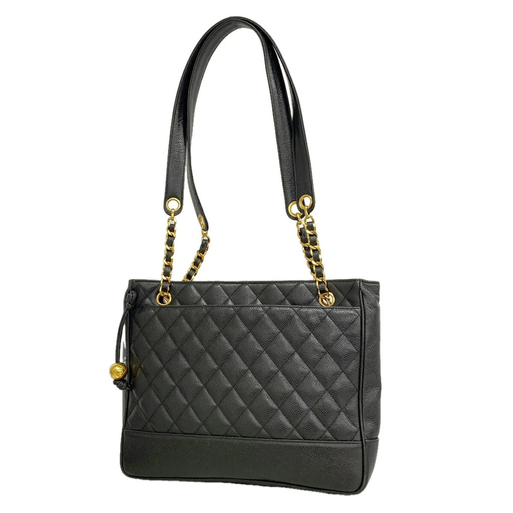 Chanel Matelassé Chain Shoulder Bag, Caviar Leather, Black, Women's, P3608542